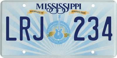 MS license plate LRJ234