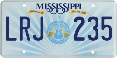 MS license plate LRJ235