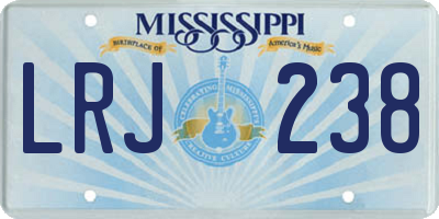 MS license plate LRJ238