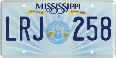 MS license plate LRJ258