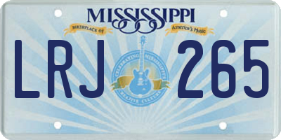 MS license plate LRJ265