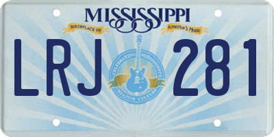 MS license plate LRJ281