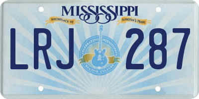 MS license plate LRJ287