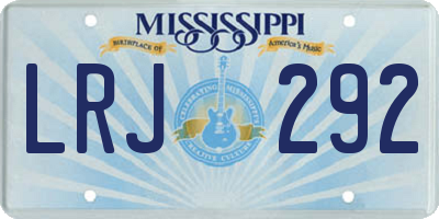 MS license plate LRJ292