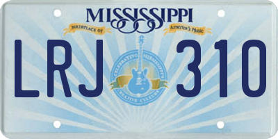 MS license plate LRJ310