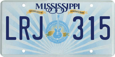 MS license plate LRJ315