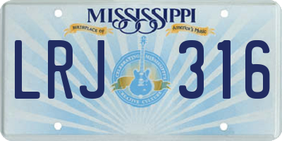 MS license plate LRJ316