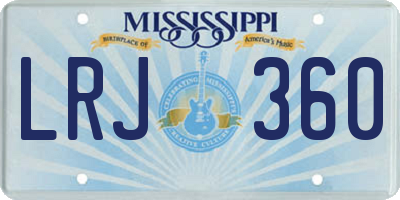 MS license plate LRJ360