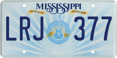 MS license plate LRJ377