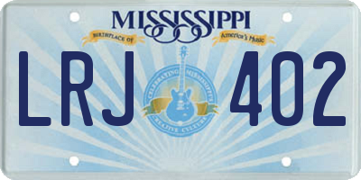 MS license plate LRJ402
