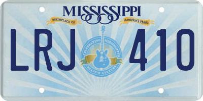 MS license plate LRJ410