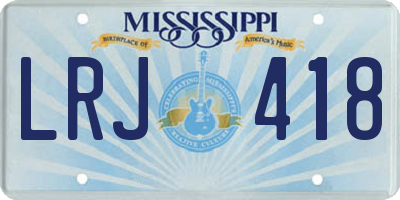 MS license plate LRJ418