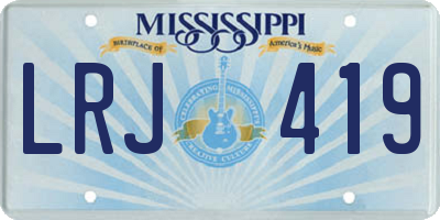 MS license plate LRJ419