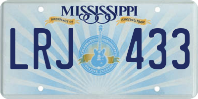 MS license plate LRJ433
