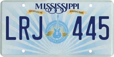 MS license plate LRJ445