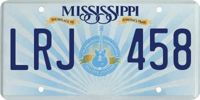 MS license plate LRJ458