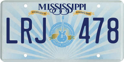 MS license plate LRJ478