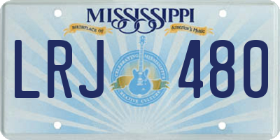 MS license plate LRJ480