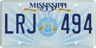 MS license plate LRJ494