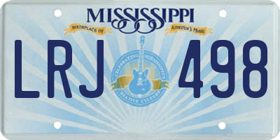 MS license plate LRJ498