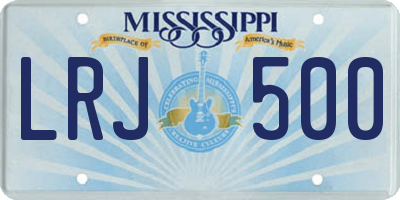 MS license plate LRJ500