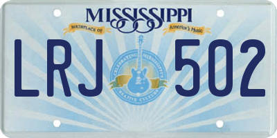 MS license plate LRJ502