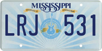 MS license plate LRJ531