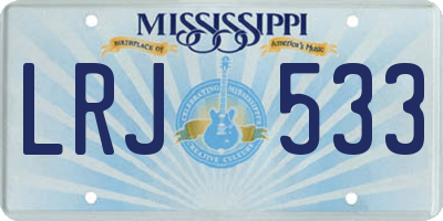 MS license plate LRJ533