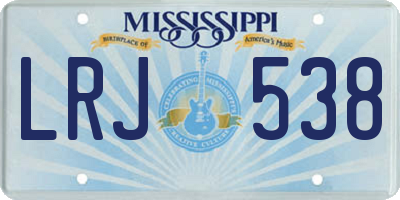 MS license plate LRJ538