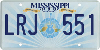 MS license plate LRJ551