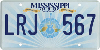 MS license plate LRJ567