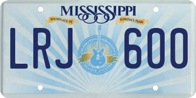 MS license plate LRJ600