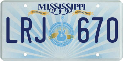 MS license plate LRJ670