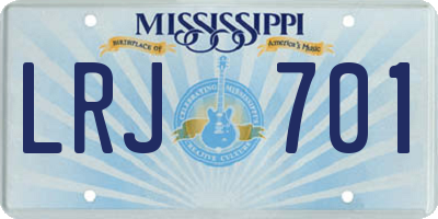 MS license plate LRJ701