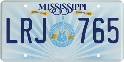 MS license plate LRJ765