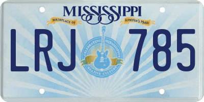MS license plate LRJ785