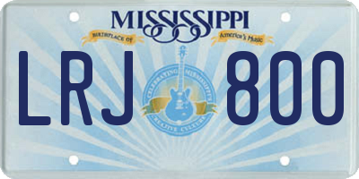 MS license plate LRJ800