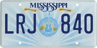 MS license plate LRJ840