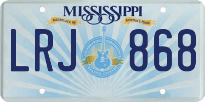 MS license plate LRJ868