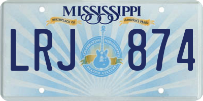 MS license plate LRJ874