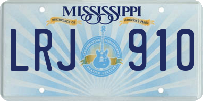 MS license plate LRJ910