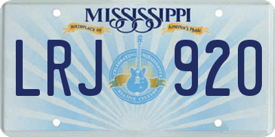 MS license plate LRJ920