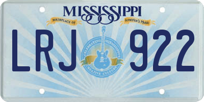 MS license plate LRJ922