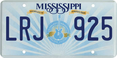 MS license plate LRJ925
