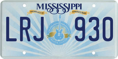 MS license plate LRJ930
