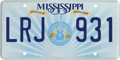 MS license plate LRJ931