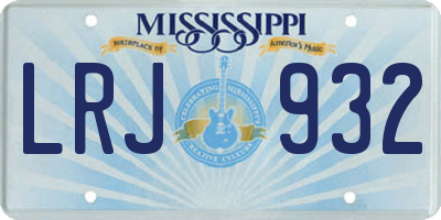 MS license plate LRJ932