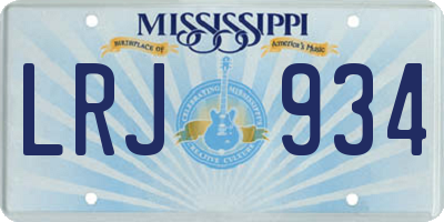 MS license plate LRJ934