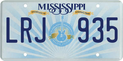 MS license plate LRJ935