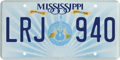 MS license plate LRJ940